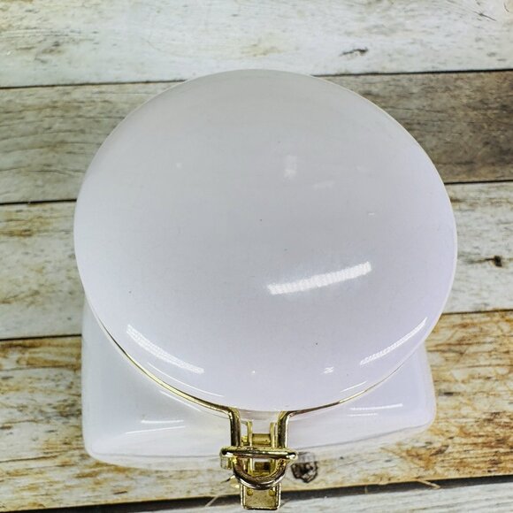 Vintage EUROPEAN COFFEEHOUSE White Gold Letters Ceramic Airtight 8.5"T Canister - Picture 6 of 16